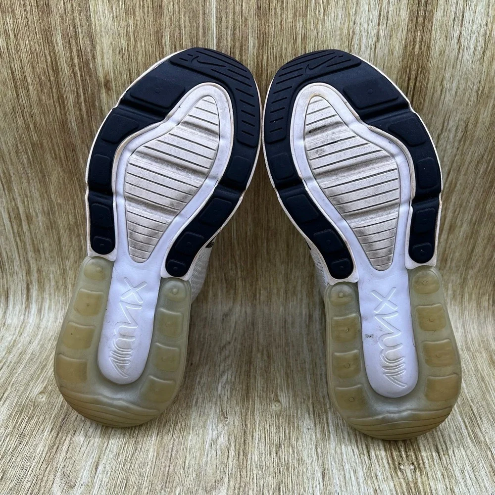 Nike Air Max‎ 270 Flyknit Sneakers Women's Size 8 White Black Slip On AH6803-100